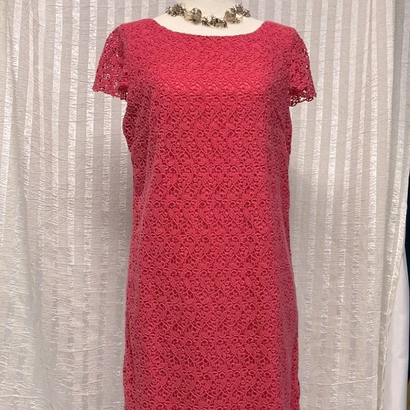 Talbots | Dresses | Talbots Coral Pink Lace Classic Dress Size 8 Sum78 |  Poshmark